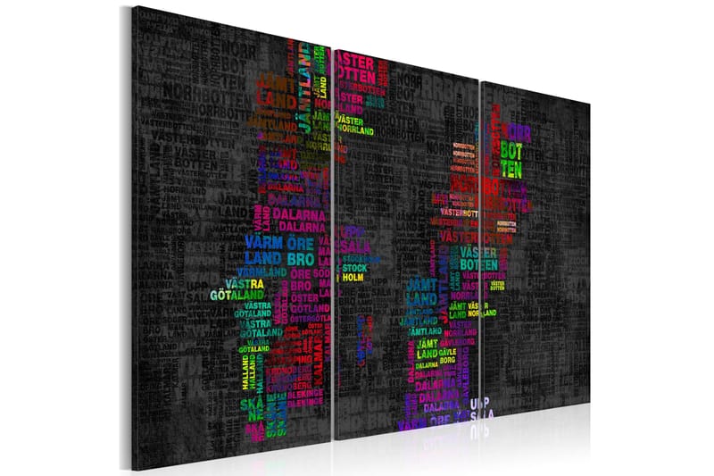 Tavla Karta Över Sverige Färgade Namn Städer 120x80 - Artgeist sp. z o. o. - Inredning - Tavlor & konst - Canvastavlor