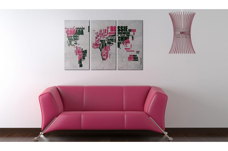 Tavla Karta över världen (franska) Triptych 90x60 - Artgeist sp. z o. o. - Inredning - Tavlor & konst - Canvastavlor