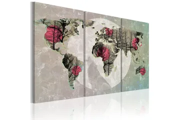 Tavla Karta Över Världen Fullmåne Triptych 60x40 - Artgeist sp. z o. o. - Inredning - Tavlor & konst - Canvastavlor