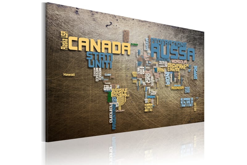 Tavla Karta Över Världen Italienska 90x60 - Artgeist sp. z o. o. - Inredning - Tavlor & konst - Canvastavlor