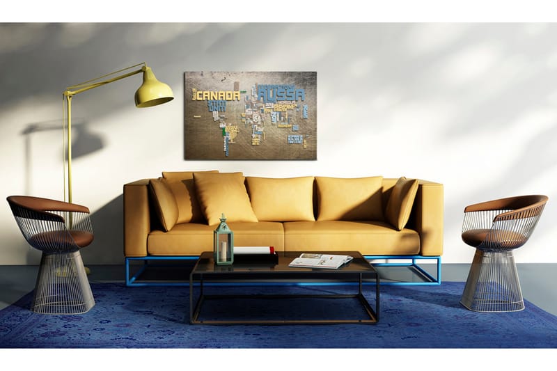 Tavla Karta Över Världen Italienska 90x60 - Artgeist sp. z o. o. - Inredning - Tavlor & konst - Canvastavlor