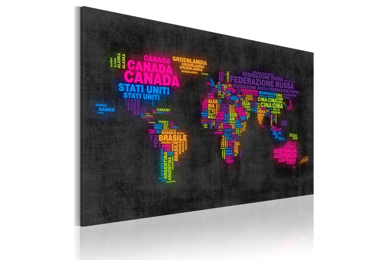 Tavla Karta över världen Italienska namn 120x80 - Artgeist sp. z o. o. - Inredning - Tavlor & konst - Canvastavlor