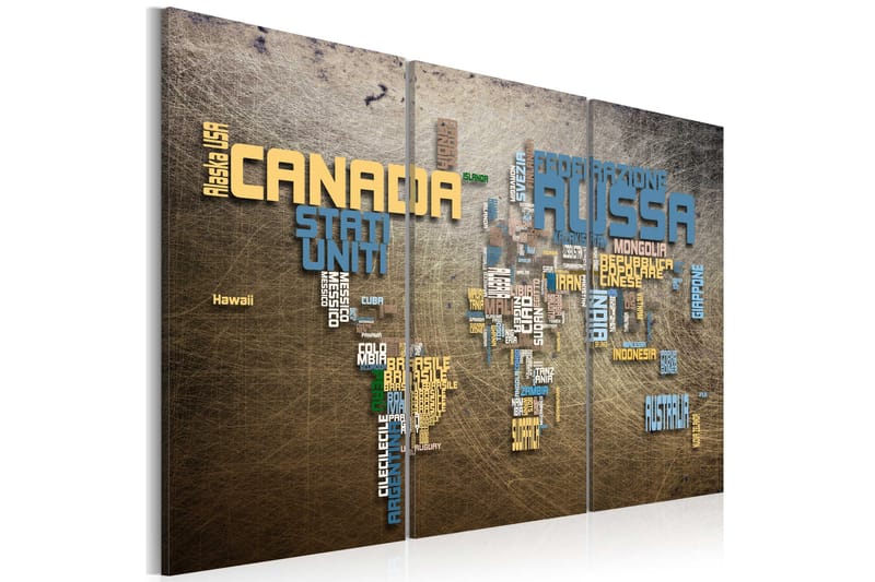 Tavla Karta över världen Triptych 90x60 - Artgeist sp. z o. o. - Inredning - Tavlor & konst - Canvastavlor