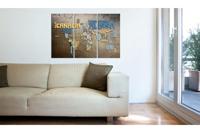 Tavla Karta över världen Triptych 90x60, Artgeist sp. z o. o.