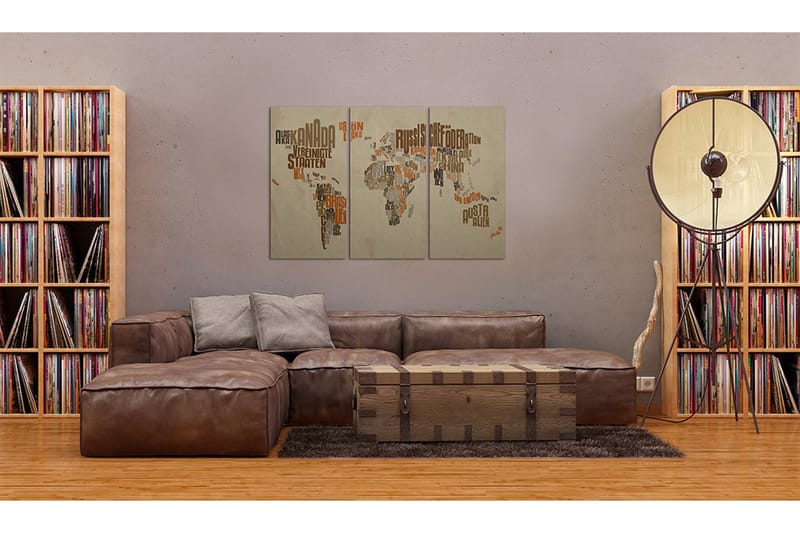 Tavla Karta Över Världen Tyska Triptych 120x80 - Artgeist sp. z o. o. - Inredning - Tavlor & konst - Canvastavlor
