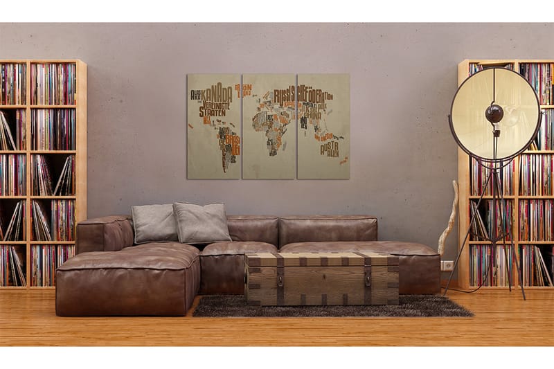 Tavla Karta över världen (tyska) Triptych 90x60 - Artgeist sp. z o. o. - Inredning - Tavlor & konst - Canvastavlor