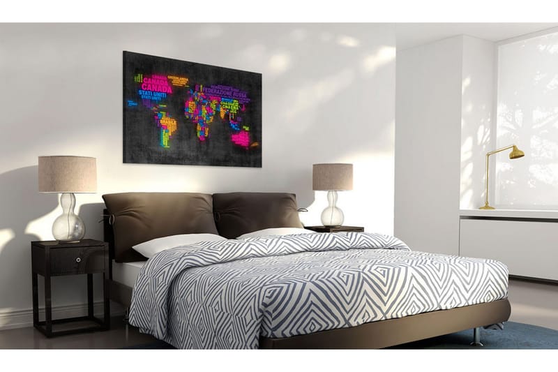 Tavla Kartan Över Världen Italienska Namn 60x40 - Artgeist sp. z o. o. - Inredning - Tavlor & konst - Canvastavlor