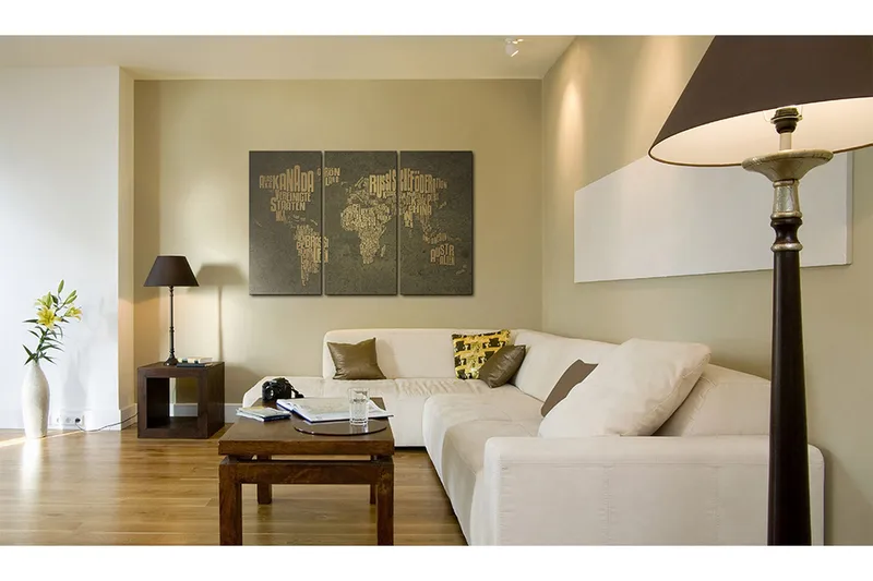 Tavla Kartan Över Världen Tyska  Triptych 60x40 - Artgeist sp. z o. o. - Inredning - Tavlor & konst - Canvastavlor