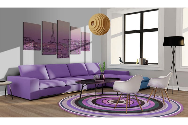 Tavla Lavender Sunrise Over Paris 200x100 - Artgeist sp. z o. o. - Inredning - Tavlor & konst - Canvastavlor