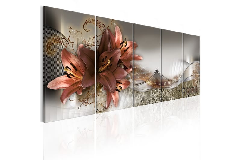 Tavla Lilies And Abstraction 225x90 - Artgeist sp. z o. o. - Inredning - Tavlor & konst - Canvastavlor