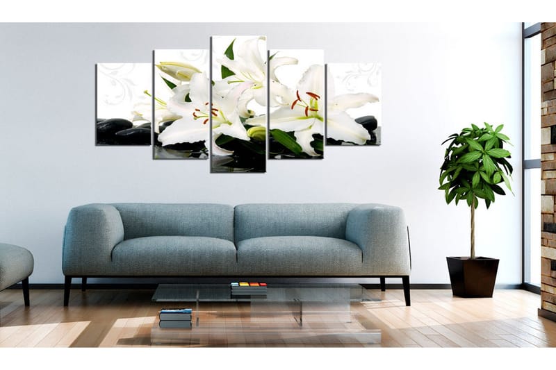 Tavla Lilies And Zen Stones 200x100 - Artgeist sp. z o. o. - Inredning - Tavlor & konst - Canvastavlor