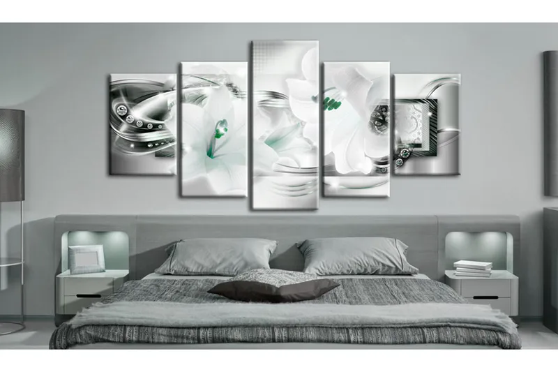 Tavla Lilies With Peppermint Accent 200x100 - Artgeist sp. z o. o. - Inredning - Tavlor & konst - Canvastavlor
