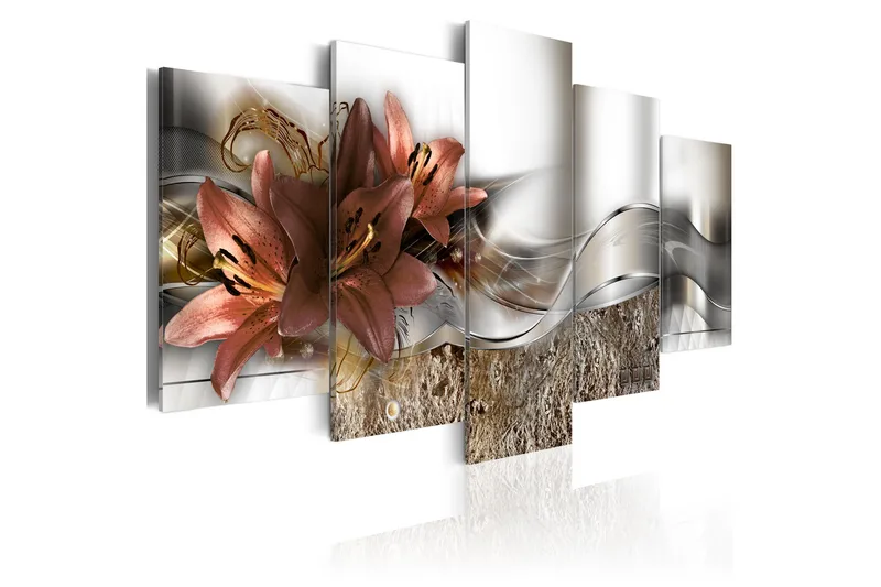 Tavla Lily Marsala And Abstraction 200x100, Artgeist sp. z o. o.