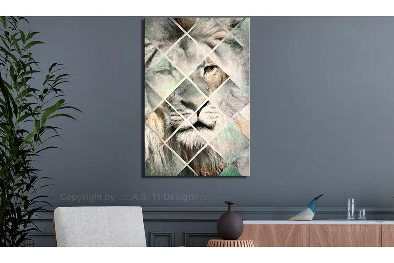 Tavla Lion on the Chessboard (1 Part) Vertical 60x90, Artgeist sp. z o. o.