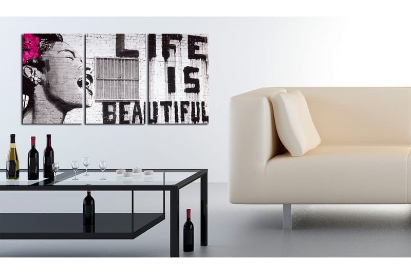 Tavla Lycklig Motto 60x30 - Artgeist sp. z o. o. - Inredning - Tavlor & konst - Canvastavlor