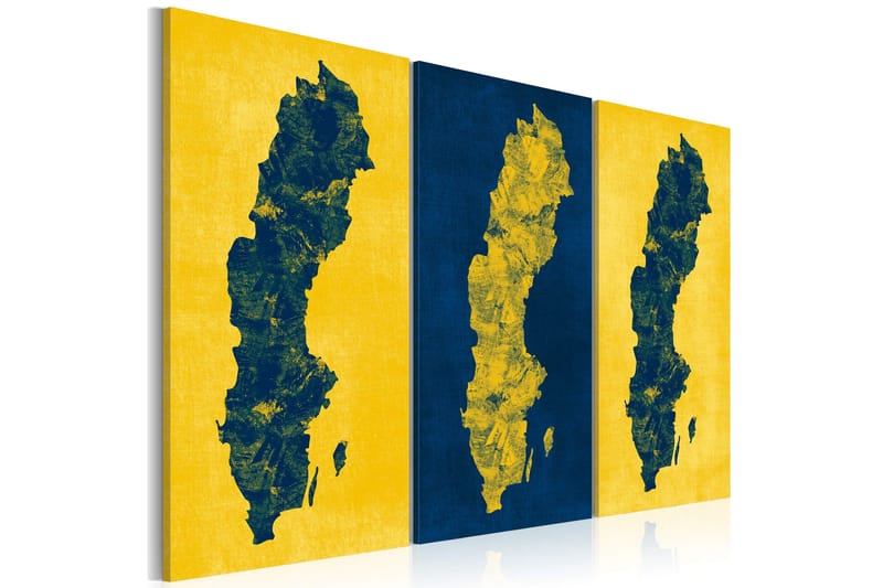 Tavla Målad Karta Över Sverige Triptyk 120x80, Artgeist sp. z o. o.
