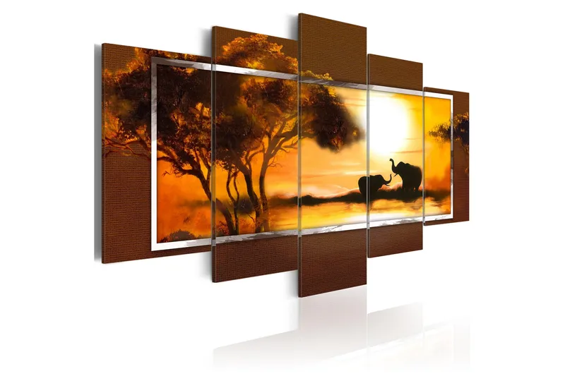 Tavla Möte På Savannen 200x100 - Artgeist sp. z o. o. - Inredning - Tavlor & konst - Canvastavlor