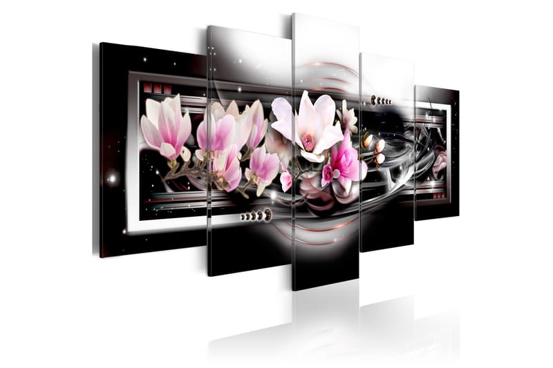 Tavla Magnolias On A Black Background 200x100 - Artgeist sp. z o. o. - Inredning - Tavlor & konst - Canvastavlor