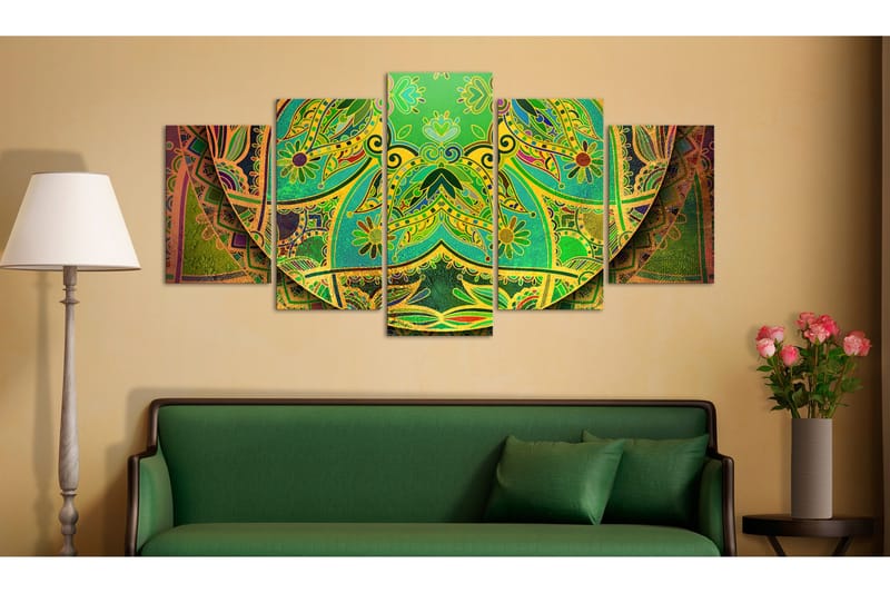 Tavla Mandala Green Energy 100x50 - Artgeist sp. z o. o. - Inredning - Tavlor & konst - Canvastavlor