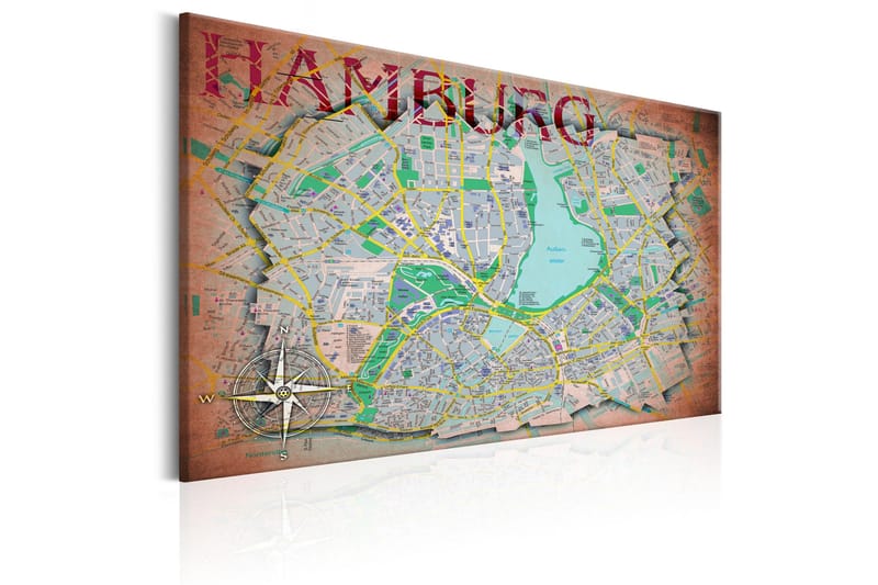 Tavla Map of Hamburg 120x80 - Artgeist sp. z o. o. - Inredning - Tavlor & konst - Canvastavlor