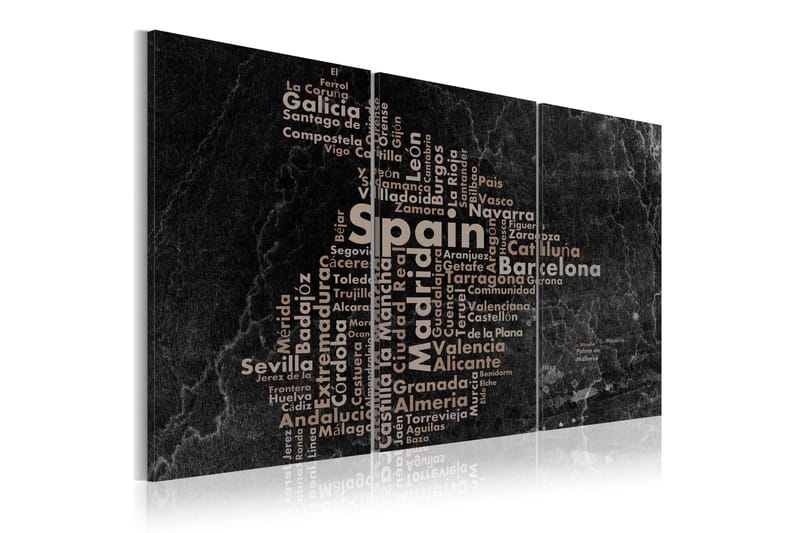 Tavla Map Of Spain On The Blackboard Triptich 120x60, Artgeist sp. z o. o.