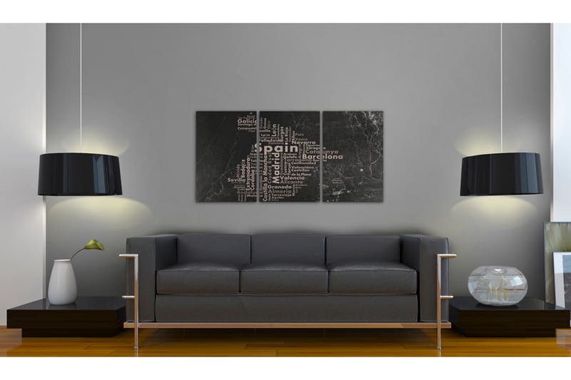 Tavla Map Of Spain On The Blackboard Triptich 60x30 - Artgeist sp. z o. o. - Inredning - Tavlor & konst - Canvastavlor