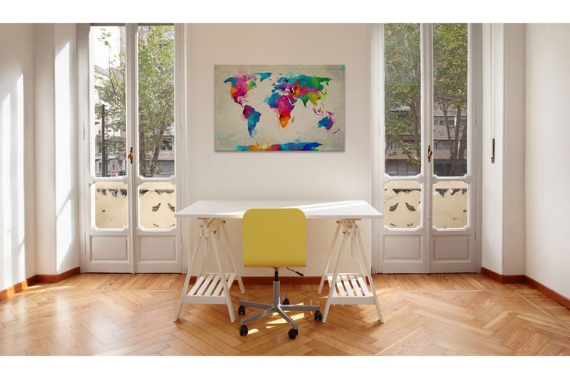 Tavla Map of the world an explosion of colors 120x80, Artgeist sp. z o. o.