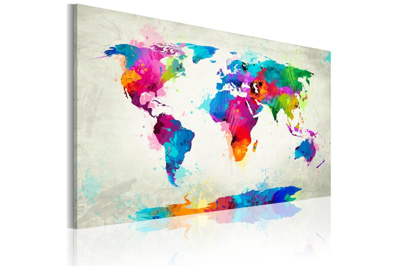 Tavla Map Of The World An Explosion Of Colors 90x60 - Artgeist sp. z o. o. - Canvastavlor