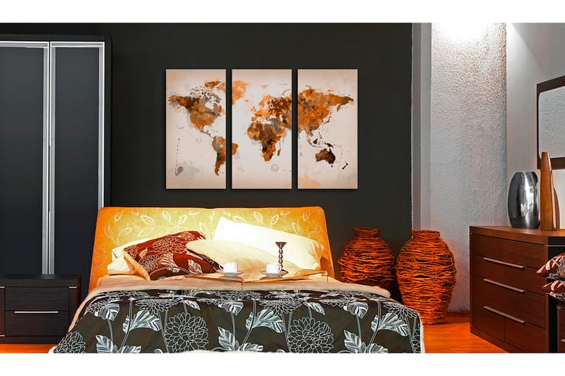 Tavla Map Of The World Desert Storm Triptych 60x40 - Artgeist sp. z o. o. - Inredning - Tavlor & konst - Canvastavlor