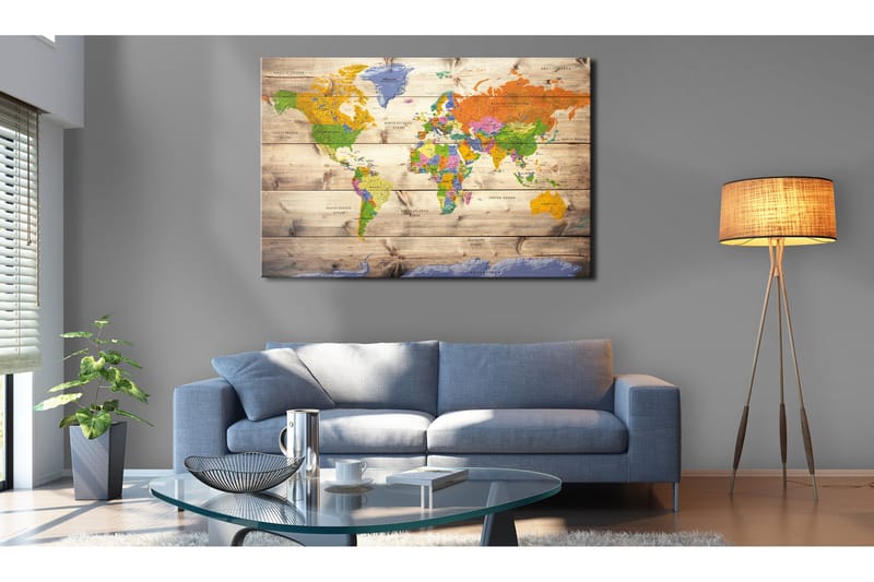 Tavla Map on wood: Colourful Travels 60x40, Artgeist sp. z o. o.