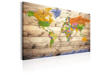 Tavla Map on wood: Colourful Travels 60x40 - Artgeist sp. z o. o. - Inredning - Tavlor & konst - Canvastavlor