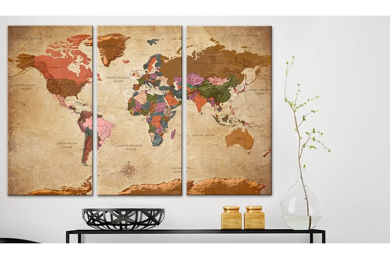 Tavla Maps Brown Elegance 90x60 - Artgeist sp. z o. o. - Inredning - Tavlor & konst - Canvastavlor