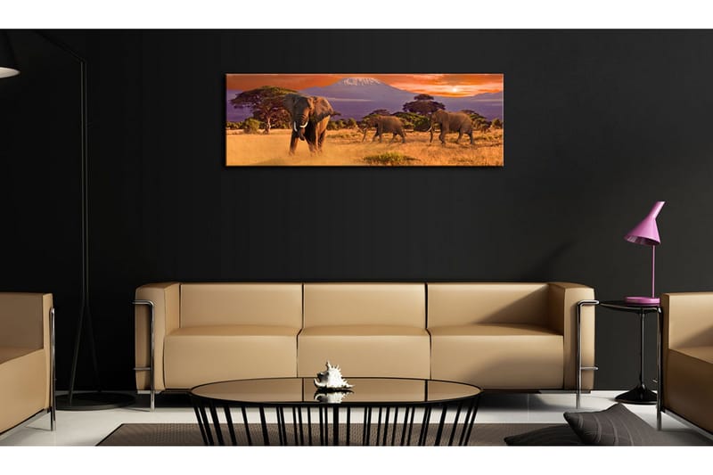Tavla March Of African Elephants 120x40 - Artgeist sp. z o. o. - Inredning - Tavlor & konst - Canvastavlor