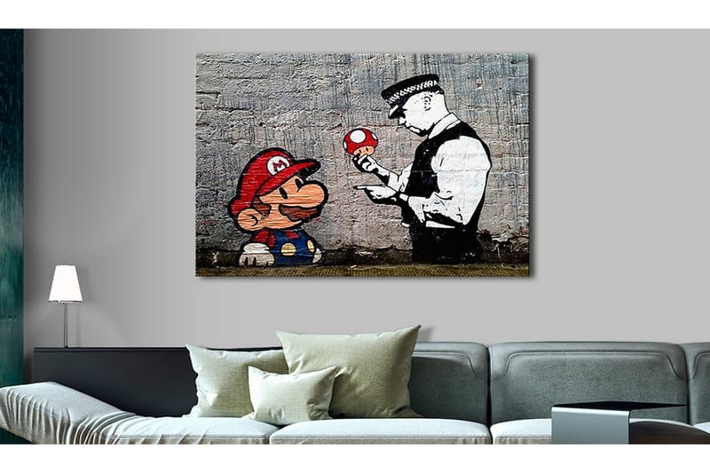 Tavla Mario and Cop by Banksy 60x40 - Artgeist sp. z o. o. - Inredning - Tavlor & konst - Canvastavlor
