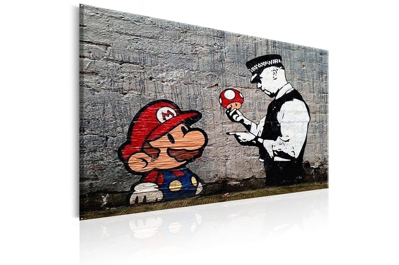 Tavla Mario and Cop by Banksy 90x60 - Artgeist sp. z o. o. - Inredning - Tavlor & konst - Canvastavlor