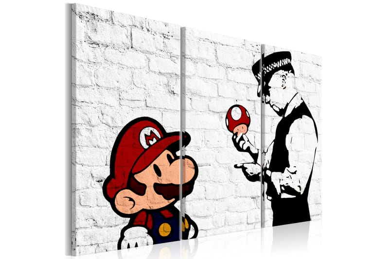 Tavla Mario Bros Banksy 90x60, Artgeist sp. z o. o.