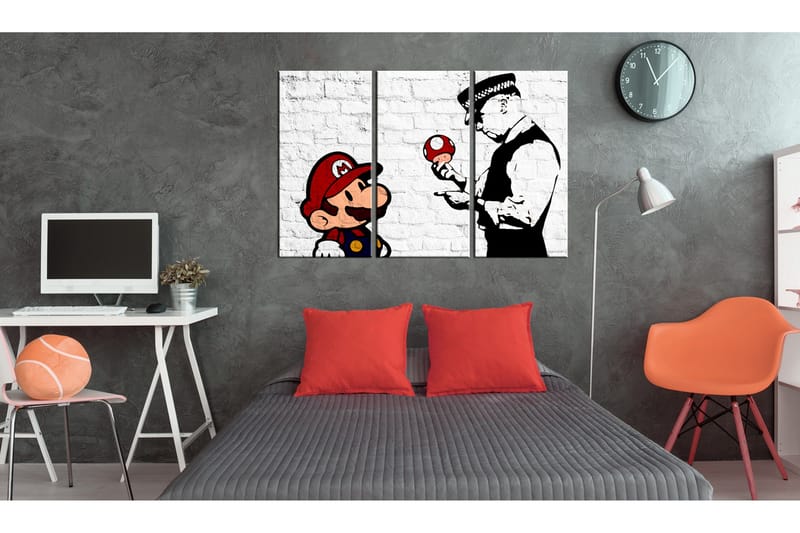 Tavla Mario Bros Banksy 90x60 - Artgeist sp. z o. o. - Inredning - Tavlor & konst - Canvastavlor