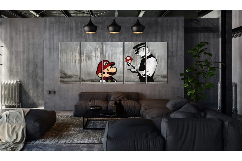 Tavla Mario Bros On Concrete 225x90 - Artgeist sp. z o. o. - Inredning - Tavlor & konst - Canvastavlor