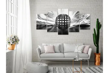 Tavla Metal Ball 5 Parts Wide Black And White 200x100 - Artgeist sp. z o. o. - Inredning - Tavlor & konst - Canvastavlor