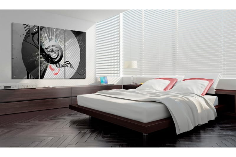 Tavla Metal circle & red feathers 90x60 - Artgeist sp. z o. o. - Inredning - Tavlor & konst - Canvastavlor