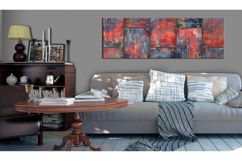 Tavla Metal Mosaic Red 120x40 cm - Inredning - Tavlor & konst - Canvastavlor