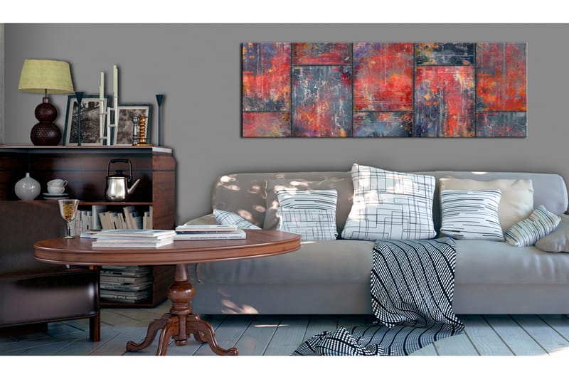 Tavla Metal Mosaic Red 150x50 - Artgeist sp. z o. o. - Inredning - Tavlor & konst - Canvastavlor