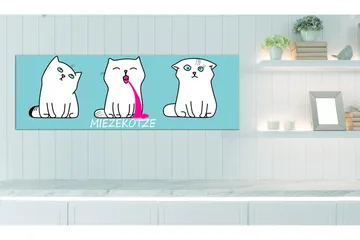 Tavla Miezekotze Cat Trio Blue 135x45 - Artgeist sp. z o. o. - Inredning - Tavlor & konst - Canvastavlor