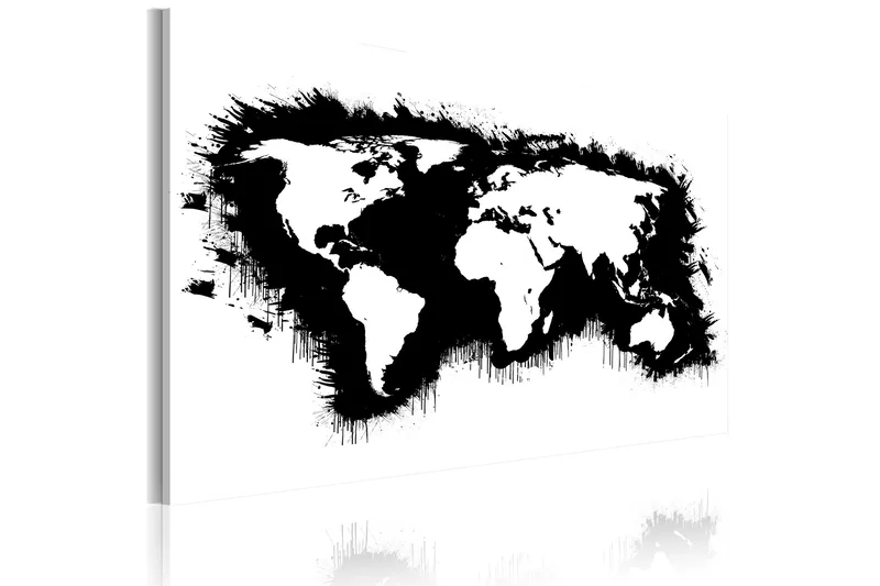 Tavla Monochromatic Världskarta 90x60, Artgeist sp. z o. o.