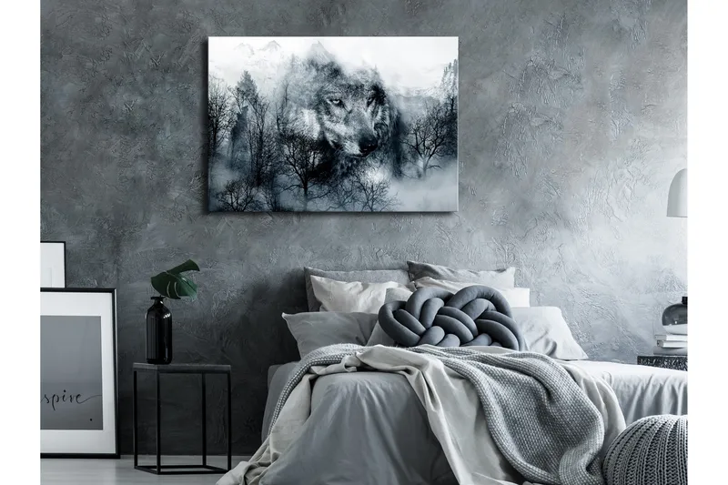 Tavla Mountain Predator Wide Black and White 90x60, Artgeist sp. z o. o.