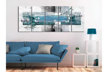 Tavla Mysterious Mechanism 5 Parts Narrow Blue 225x90 - Artgeist sp. z o. o. - Inredning - Tavlor & konst - Canvastavlor