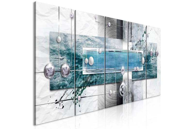 Tavla Mysterious Mechanism 5 Parts Narrow Blue 225x90, Artgeist sp. z o. o.