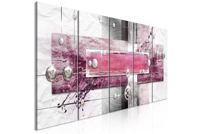 Tavla Mysterious Mechanism 5 Parts Narrow Pink 225x90, Artgeist sp. z o. o.