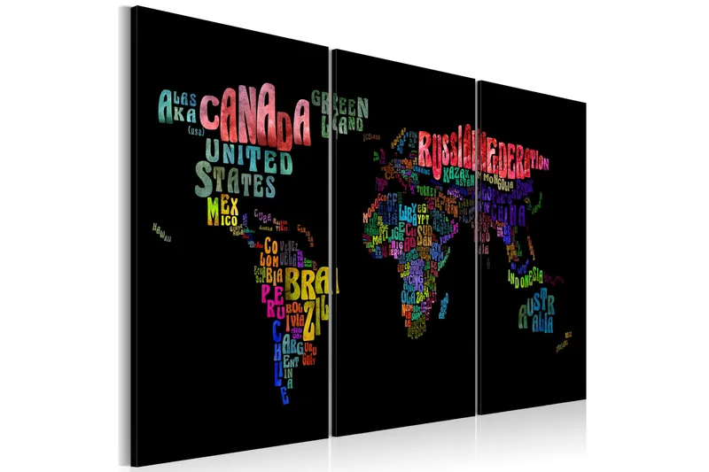 Tavla Namn på länder Triptych 120x80 - Artgeist sp. z o. o. - Inredning - Tavlor & konst - Canvastavlor