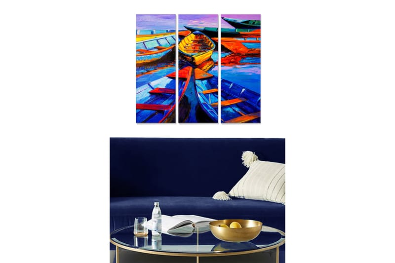 Tavla Nautical 3-pack Flerfärgad - 20x50 cm - Inredning - Tavlor & konst - Canvastavlor